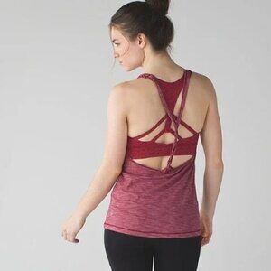 Lululemon Twist and Toil Athletic Sports Bra Tank Top Combo Maroon Red Sz 6